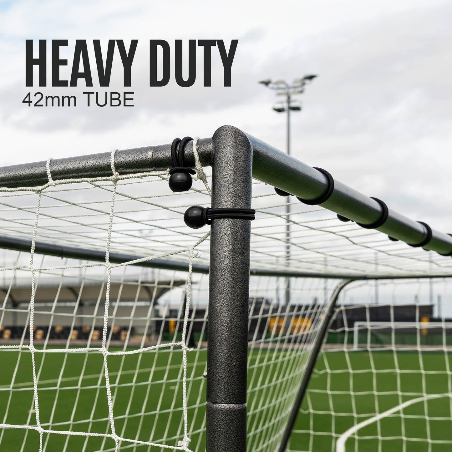QUICKPLAY GS Football Goals - Super Durable Galvanized Steel Football Goal [5 Sizes] Regulation Sizes, Deep Net, Moveable & Weather Resistant [Single Goal]