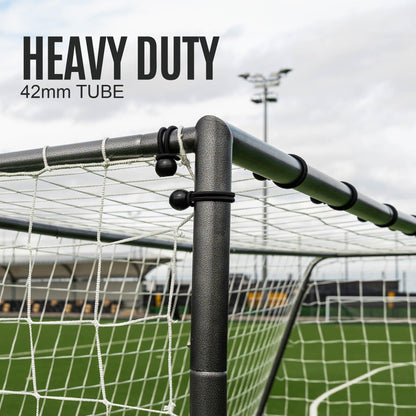 QUICKPLAY GS Football Goals - Super Durable Galvanized Steel Football Goal [5 Sizes] Regulation Sizes, Deep Net, Moveable & Weather Resistant [Single Goal]