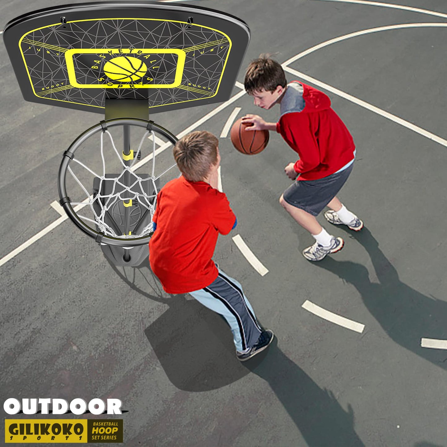 GILIKOKO Kids Basketball Hoop,Adjustable Height 3.6-6.2ft,Basketball Net Kids 3-5,4-8,Outdoor Indoor Toys Gifts for Boys or Girls at age 3 4 5 6 7 8,Steel Frame (Black)
