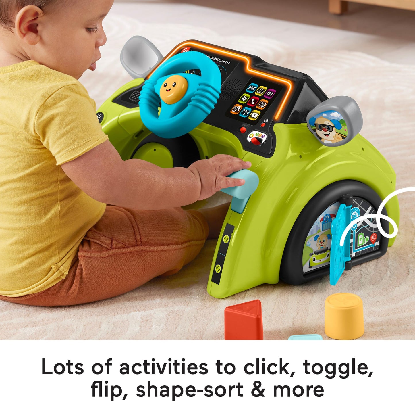 Fisher-Price Laugh & Learn Sit & Steer Driver Car activity center with colorful buttons and steering wheel for babies 6+ months