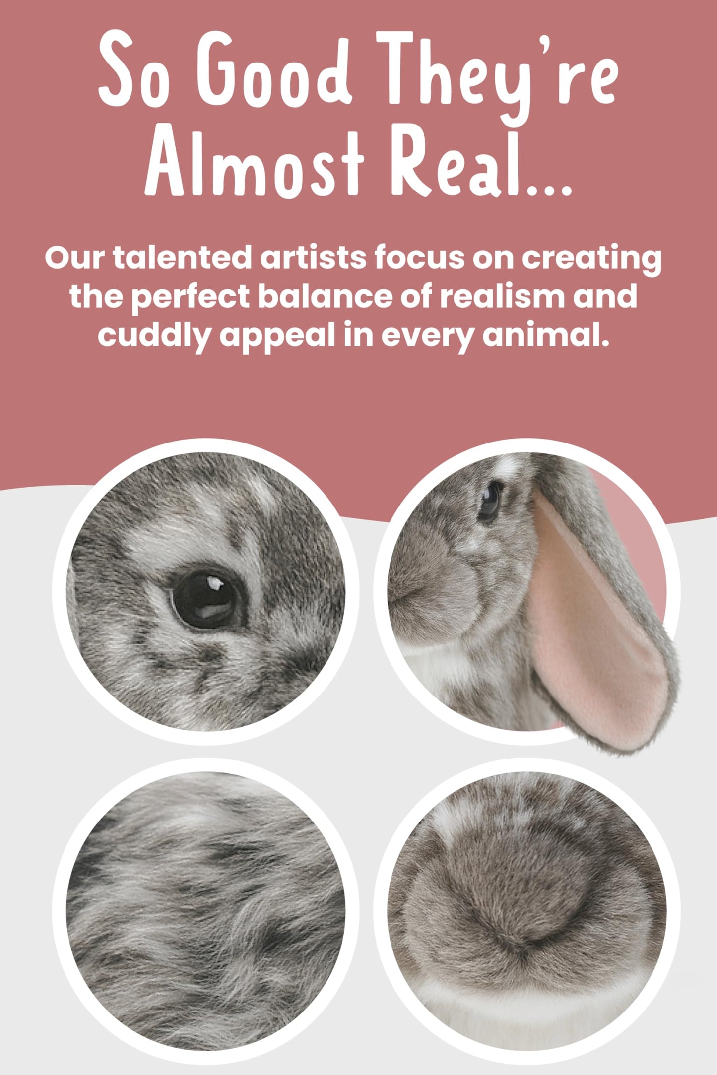 Living Nature Grey Dutch Lop Eared Rabbit Stuffed Animal Plush Toy | Fluffy Soft Toy Gift for Kids | Boys and Girls Doll | Naturli Eco-Friendly | 26 cm