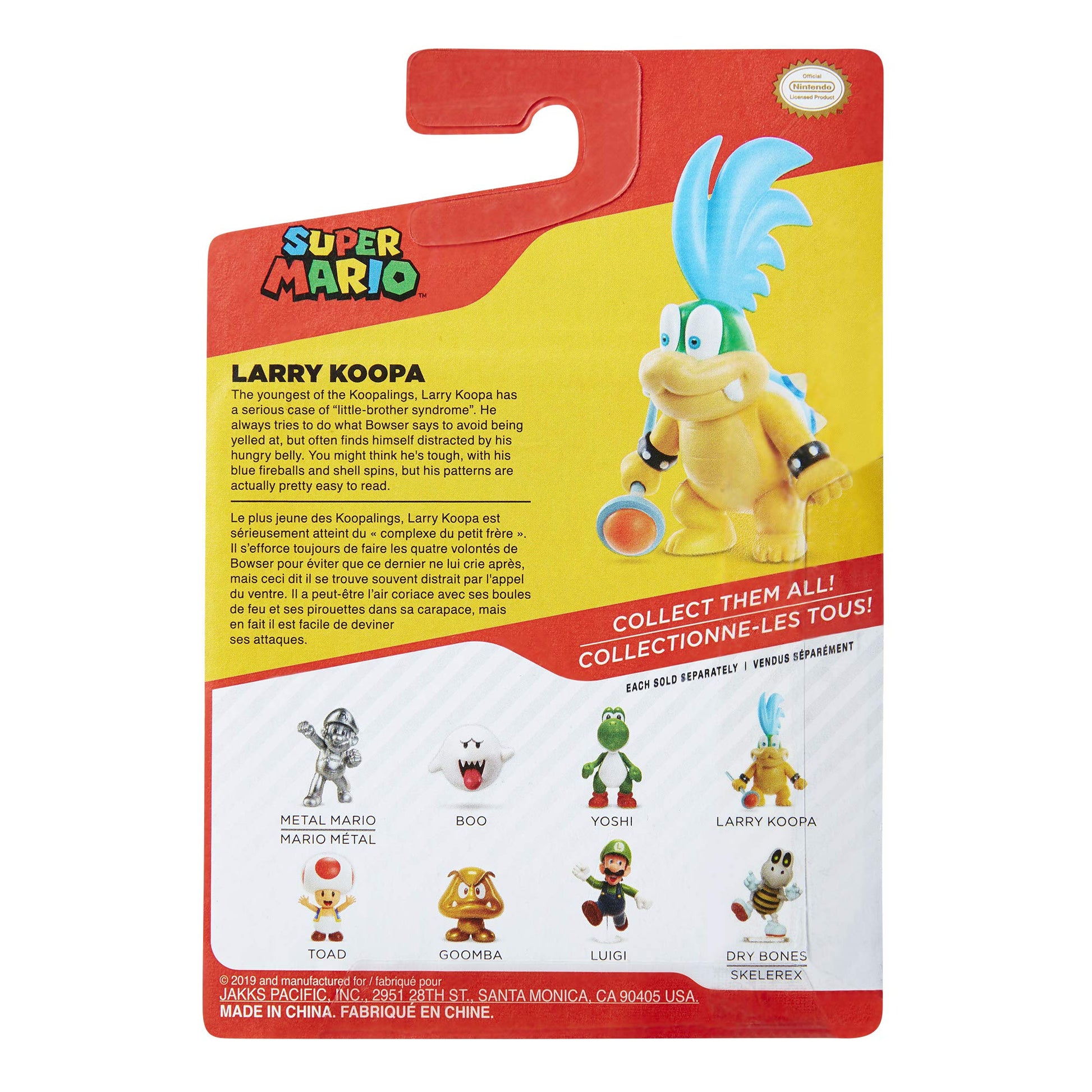 Super Mario World of Nintendo Wave 11 2.5-inch Larry Koopa figure on display, showcasing detailed design and vibrant colors.