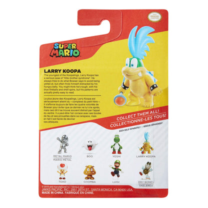 Super Mario World of Nintendo Wave 11 2.5-inch Larry Koopa figure on display, showcasing detailed design and vibrant colors.