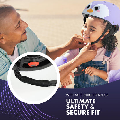 KAYMAN Kids Bike Helmet age 3 to 12, Adjustable Safety Gear for Boys and Girls, Suited to Scooter, Cycling, Skateboard & Roller Skating - Protection for Boys & Girls (Penguin)