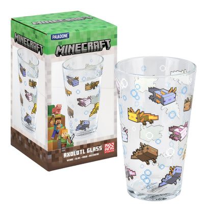 Minecraft Paladone Axolotl Drinking Glass 400ml, Officially Licensed Glassware Tumbler for Gamers, Fun Gift, Gaming Merch