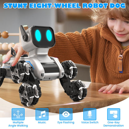 SIMREX Robot Dog RC Stunt Car Toys - Interactive Remote Control Car with Gesture Control & Mecanum Wheels, LED Eyes, 3 Sound Effects, Birthday Gift for Kids Boys Girls Ages 6+