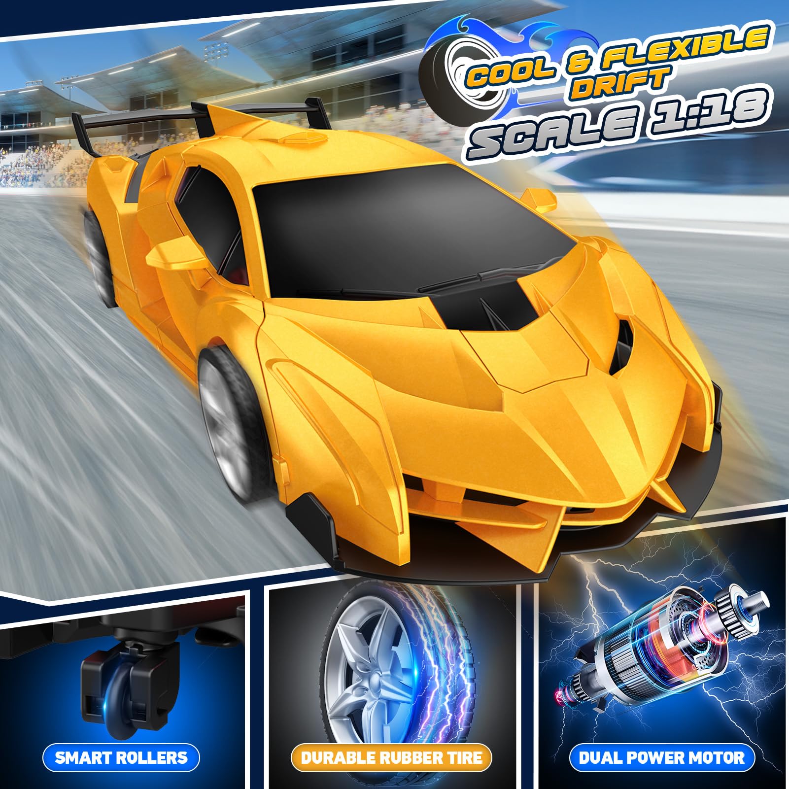 Braxel 2-in-1 transforming remote control car for kids, featuring 360° rotation and robot design, suitable for boys and girls ages 3-12.