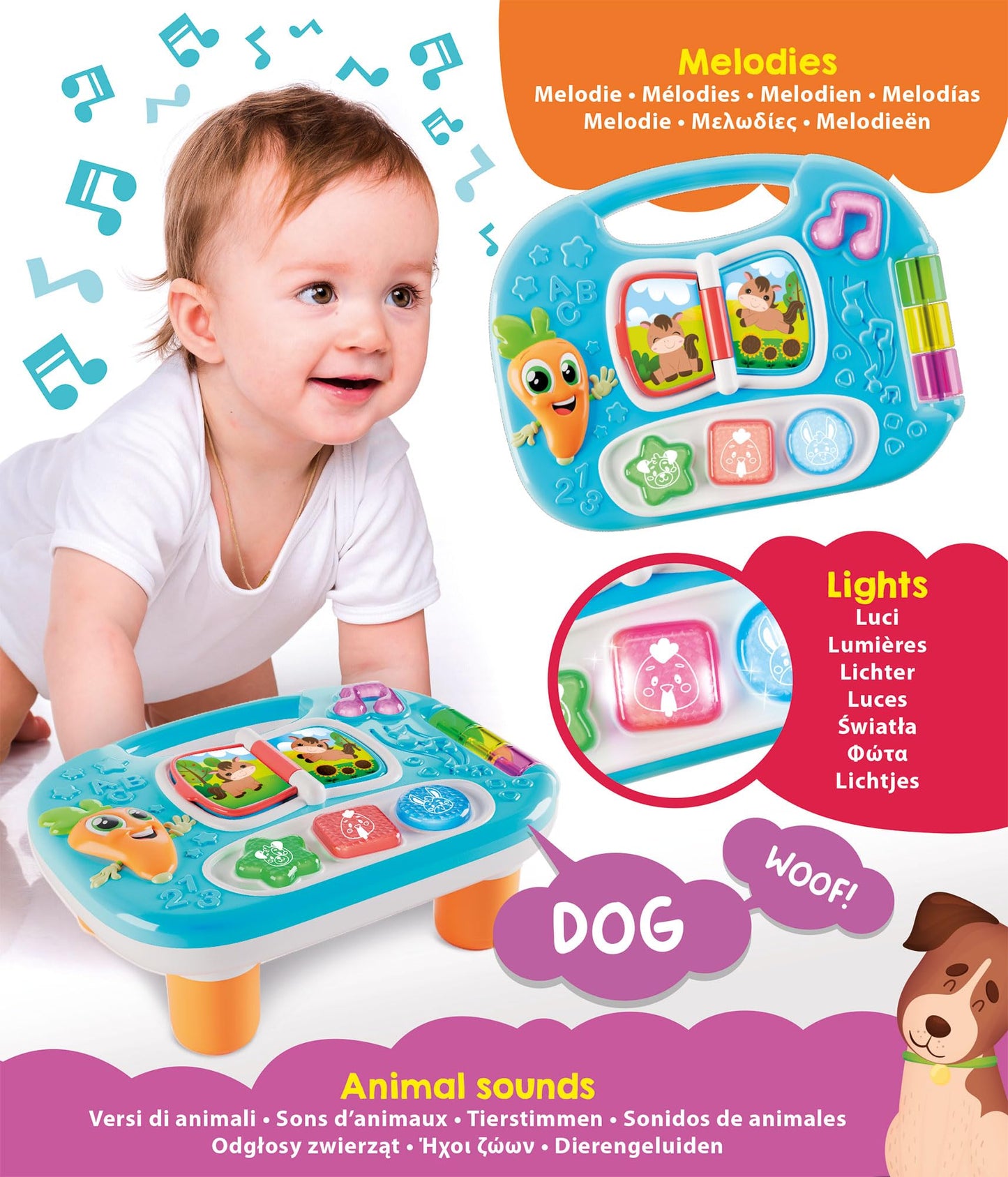 Lisciani - CAROTINA BABY - Interactive Musical Farm Trainer for Babies from 6 months - Animals Sounds & Melodies - Talking Book - Baby Motor Activity - Sensory Toys - Birth Gift Idea
