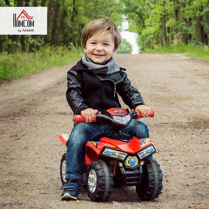 HOMCOM Kids Children Ride-on Toy Off Road Style Quad Bike Racing Car NO POWER 4 Wheels Horn Music Red