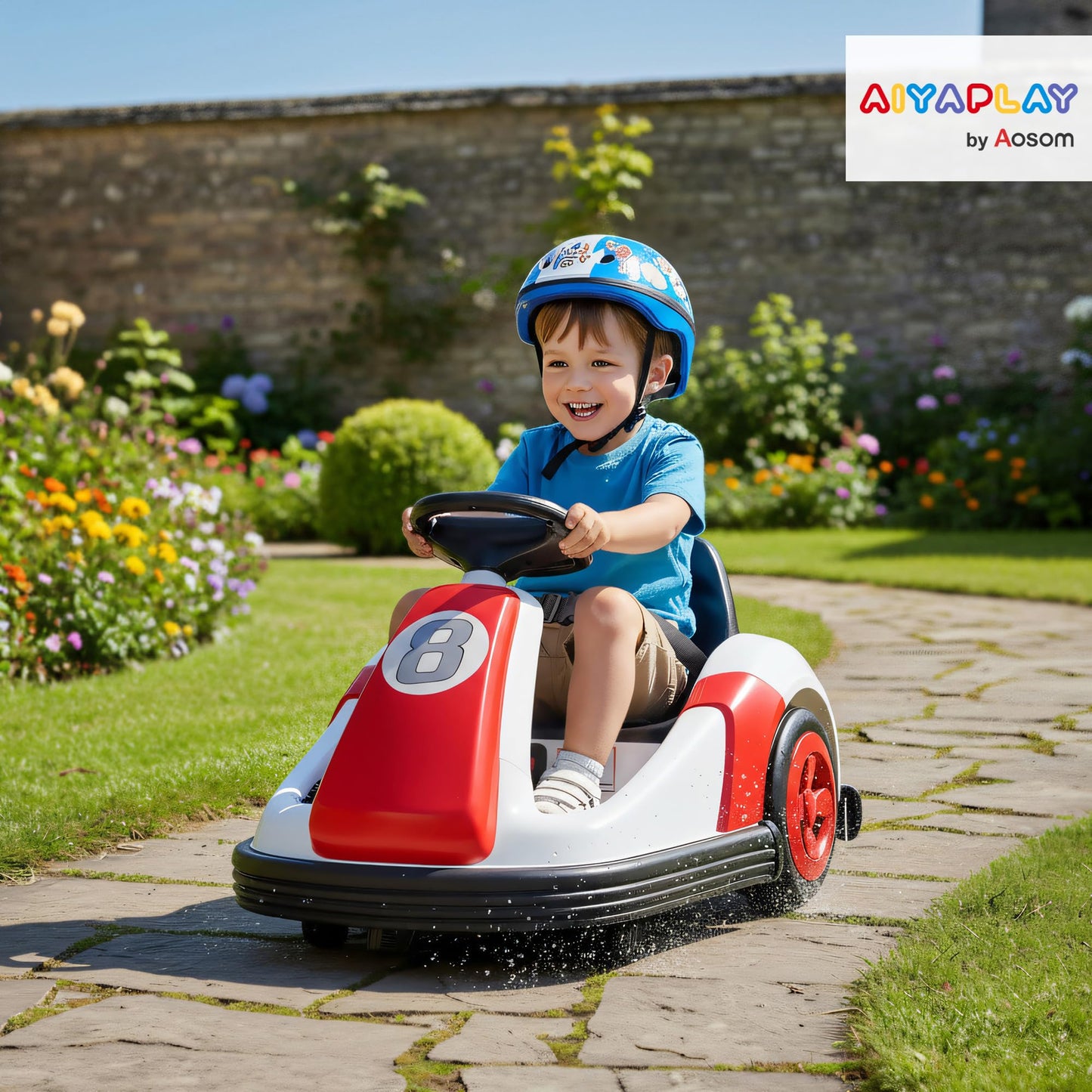 AIYAPLAY Kids Bumper Car, Electric Ride-on, 6V 360-Degree Spin Waltzer Car with Dual Motors, Music and Horn for Kids Ages 3-8 Years, Red