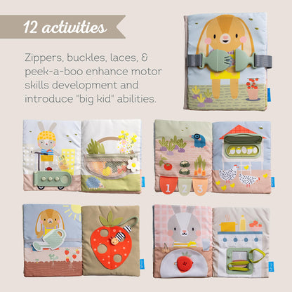 Taf Toys My First Busy Book. Baby Activity Book, Soft Cloth Touch & Feel Book for Toddlers. Montessori Busy Board. Early Learning Developmental Toy, Sensory Play. Suitable for Boys & Girls 18 months +