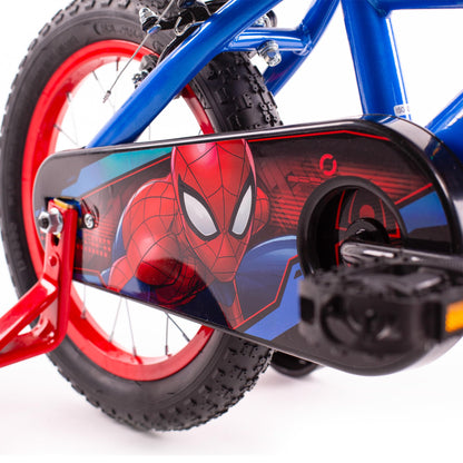 Huffy Boys Spiderman Bike 14 Inch Wheel with Spiderman Mask Handlebars Ages 4-6, 105-117cm, Blue