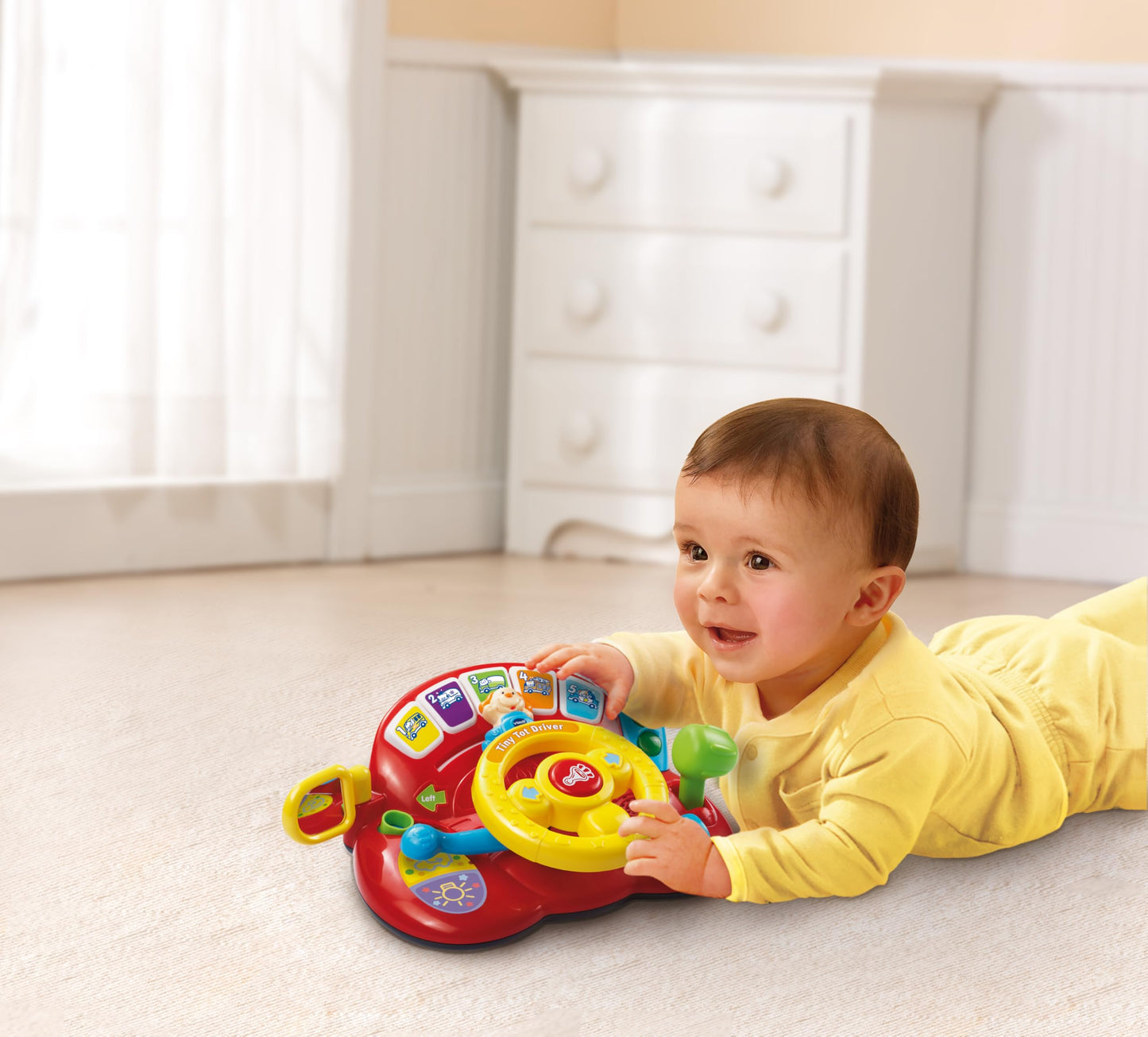VTech Toddler Interactive Drover Toy Featuring a Steering Wheel with Music and Light, Multicolor, 19 x 26.5 x 12 centimeters