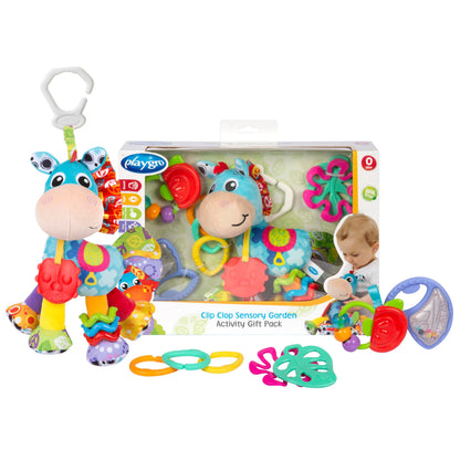 Playgro Clip Clop Sensory Garden Activity Gift Pack - Versatile Crib and Stroller Toys for Infants 0+ Months - STEM-Infused Learning for Teething & Sensory Development