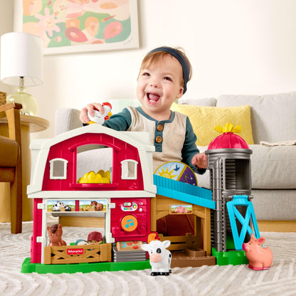 Fisher-Price Little People Caring for Animals Farm. Interactive playset with Smart Stages learning for toddlers and kids. Ages 1-5 years. English, French, German, Italian, Dutch edition. JGX08
