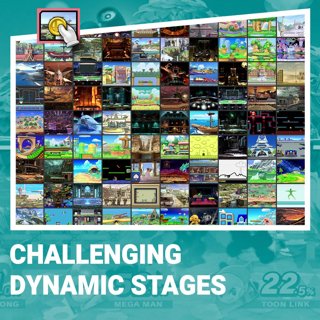 Nintendo Super Smash Bros. Ultimate game for Nintendo Switch, showing colorful cover art with characters from the fighting game.