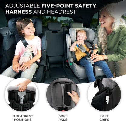 Kinderkraft Car Seat Comfort UP, I-Size Booster Child Seat, with 5 Point Harness, Adjustable Headrest, for Toddlers, Infant, Group 1/2/3, 9-36 Kg, Up to 12 Years, Pink