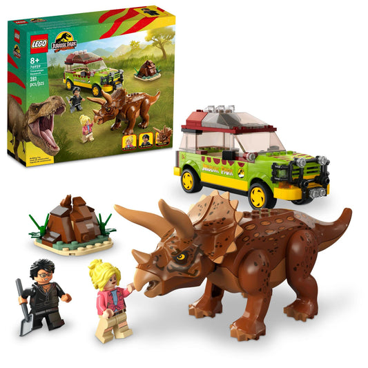 LEGO Jurassic Park Triceratops Research 76959 Jurassic World Toy Building Set; Fun Birthday Gift for Kids Aged 8 and Up, Featuring a Buildable Ford Explorer Car Toy, Dinosaur Figure and 2 Minifigures