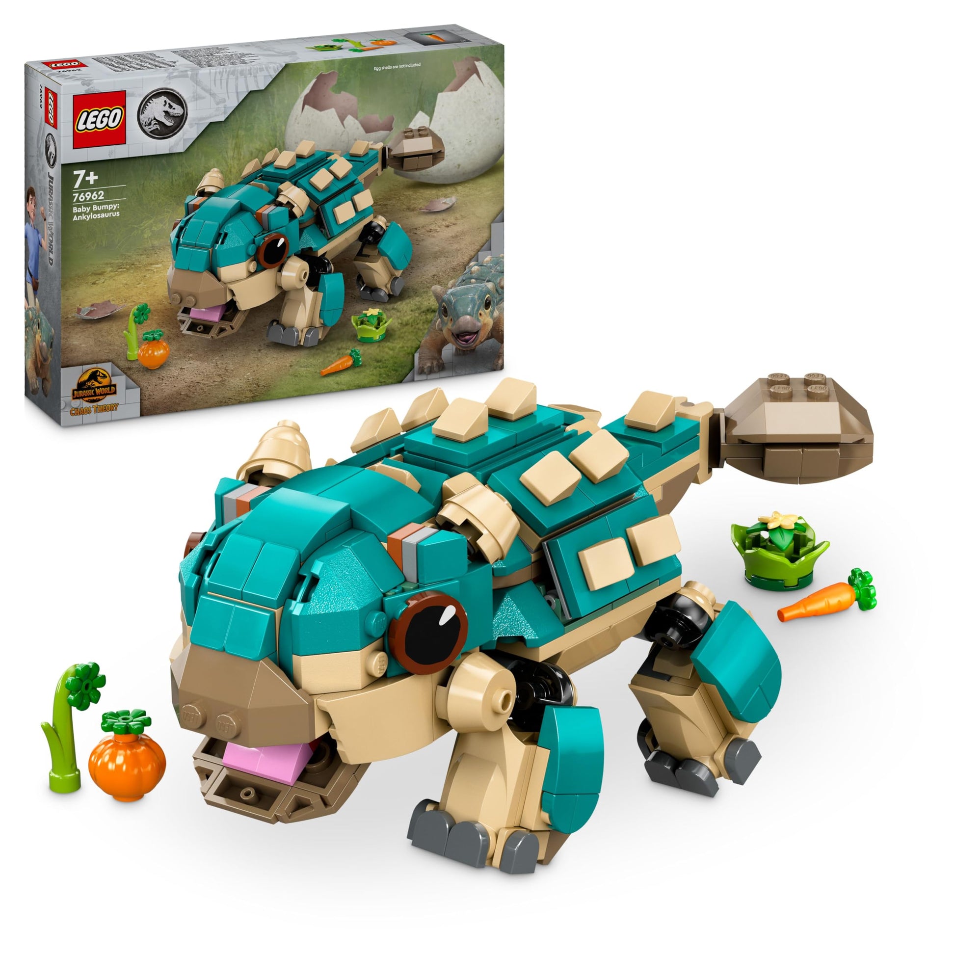 LEGO Jurassic World Baby Bumpy Ankylosaurus dinosaur toy, featuring vibrant colors and movable parts for creative play.