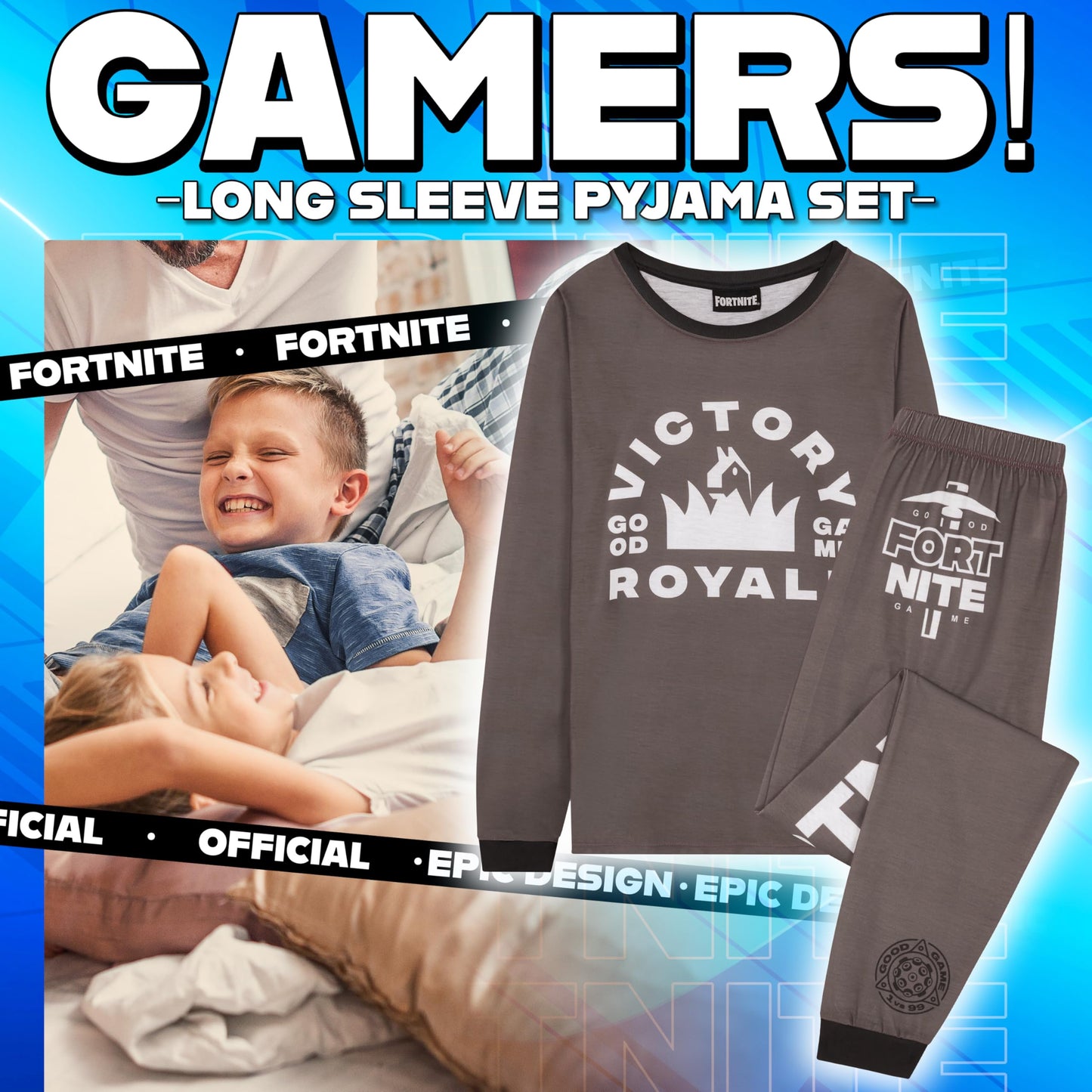 Get Trend Fortnite Boys Pyjamas Set, Long PJs for Kids & Teenagers, Cosy Loungewear Soft Nightwear, Gamer Gifts for Boys (13-14 Years, Brown Fortnite)