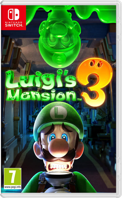 Nintendo Luigi's Mansion 3 Standard Edition game for Nintendo Switch, featuring artwork of Luigi and haunted mansion characters.