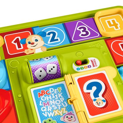 Fisher-Price Pretend Board Game Baby Toy with Lights and Smart Stages Learning Content, Laugh and Learn Puppy’s Game Activity Board, UK English Version, HRB76