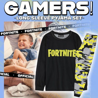 Get Trend Fortnite Boys Pyjamas Set, Long PJs for Kids & Teenagers, Cosy Loungewear Soft Nightwear, Gamer Gifts for Boys (9-10 Years, Yellow Fortnite)