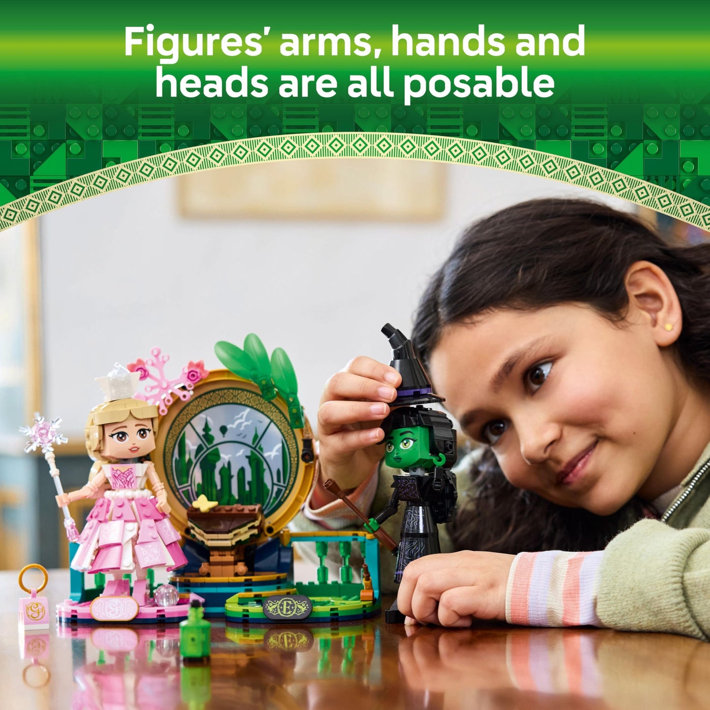 LEGO Wicked Elphaba & Glinda Figures - Play and Display Toy with Accessories incl. a Broom, Crown & Purse plus a Window Scene - Gift for 10+ Year Old Girls & Movie Fans - 75682