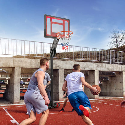 COSTWAY 10ft Basketball Backboard Hoop Net Set, 1.05M-2.6M Height Adjustable Basketball Stand with Wheels, Weighted Bag, for Kids, Junior and Adult