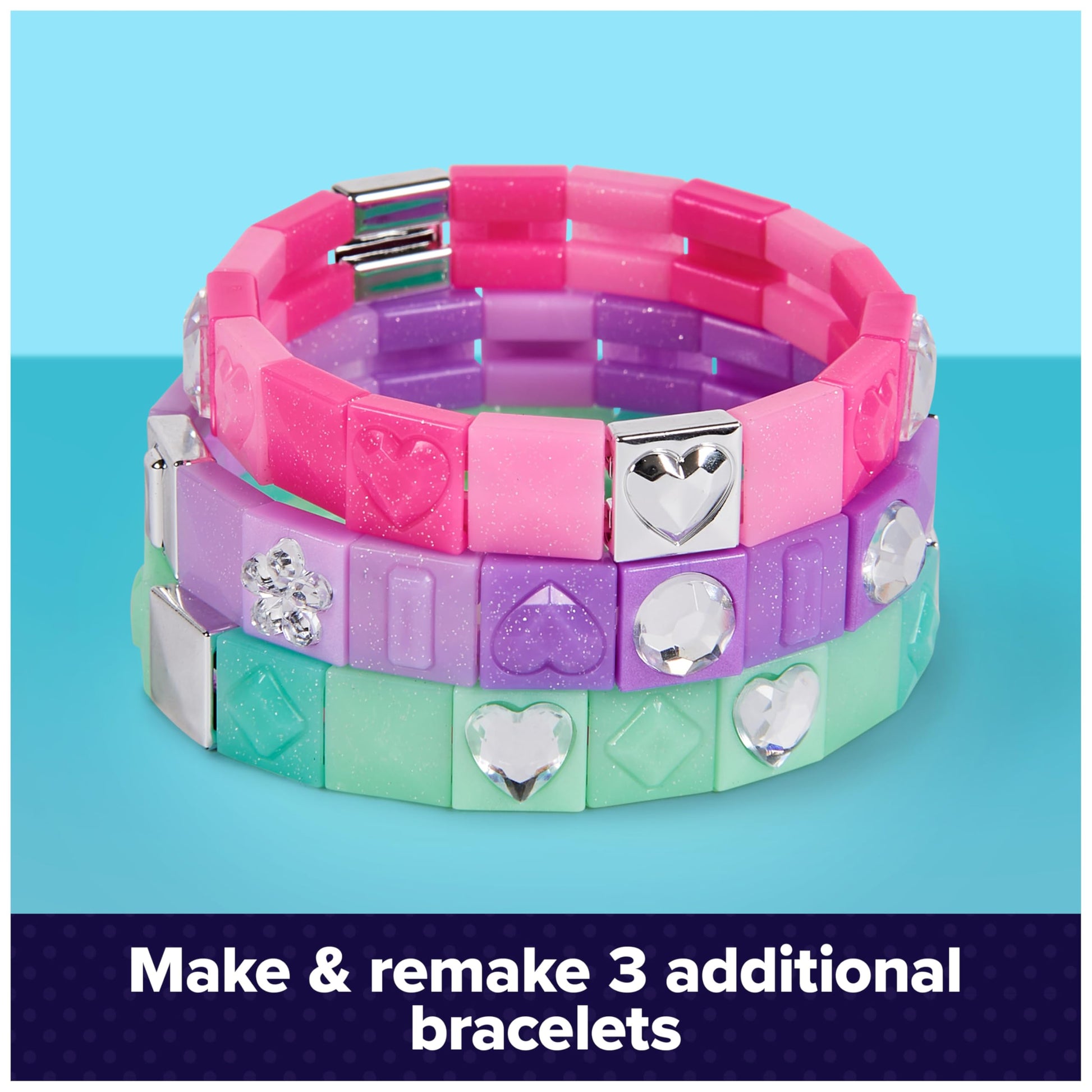 Cool MAKER PopStyle bracelet maker expansion pack with 50+ gem beads and supplies for creating DIY friendship bracelets for kids