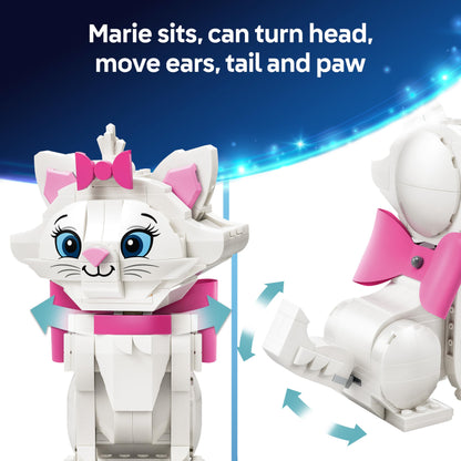 LEGO|Disney The Aristocats Adorable Marie - Toy Cat Animal Figure w/Accessories incl. a Textile Bow - DIY Bedroom Decor - Nostalgic Gift for 7+ Year Old Girls & Fans - 43286