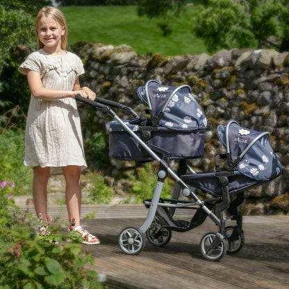 Daisy Chain Pinnacle Double Dolls Pram – The largest Dolls Pram in the World! Adjustable handle up to 95cm. For 7,8,9,10,11,12,13 years+. (Daisy Dot)
