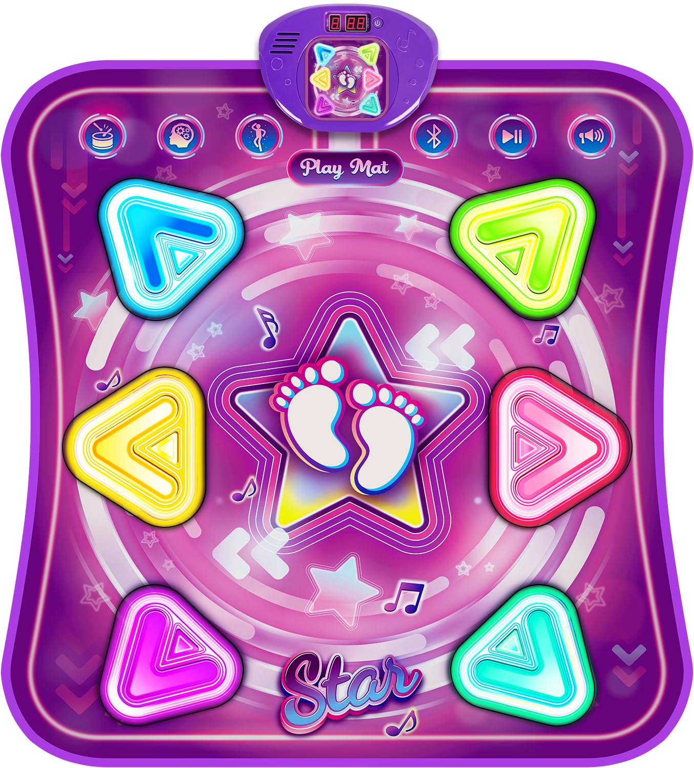 Handwell light-up dance mat for kids with wireless Bluetooth, 5 game modes, colorful surface, suitable for children aged 3 to 10.