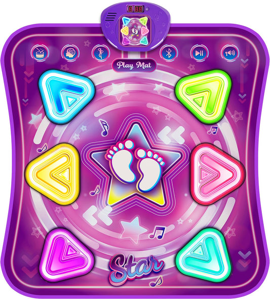 Handwell light-up dance mat for kids with wireless Bluetooth, 5 game modes, colorful surface, suitable for children aged 3 to 10.