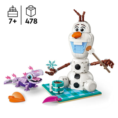 LEGO | Disney Frozen Olaf and Bruni's Picnic Fun Toy - Snowman Figure w/a Picnic Blanket & Accessories - DIY Bedroom Decor - Gift for 7+ Year Old Girls & Fans - 43287