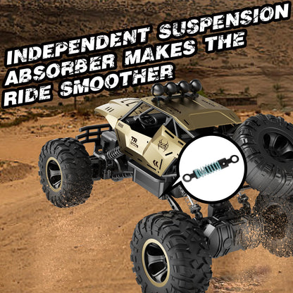 Jiakora 1:12 Remote Control Car Off-Road RC Car Monster Truck,Metal Shell 4WD Dual Motors LED Headlight Rock Crawler,2.4Ghz All Terrain Hobby Truck,2 Batteries for 90 Min Play,Boy Adult Gifts Toys