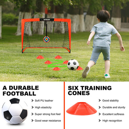 CATCHLUCK Football Goals for Kids, 4x3ft Pop Up Goals with Net, Targets, Cones, and Carry Bag
