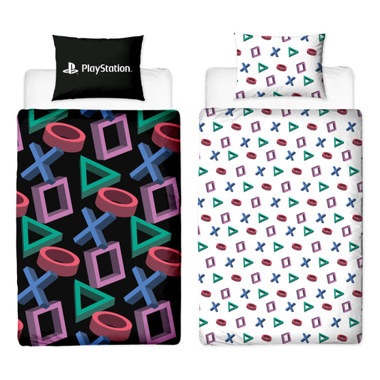 Character World PlayStation Official Single Duvet Cover Set, Abstract Design | Reversible 2 Sided Bedding Cover Official Merchandise Including Matching Pillow Case | Gaming Single Bed Quilt