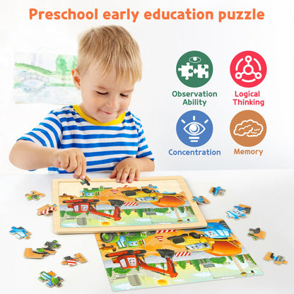 SYNARRY Wooden Jigsaw Puzzles for Kids 3 4 5 6 7 8 Year Olds, 6 Packs 60 Piece Children’s Jigsaw Puzzles Age 4-8 Boys Girls