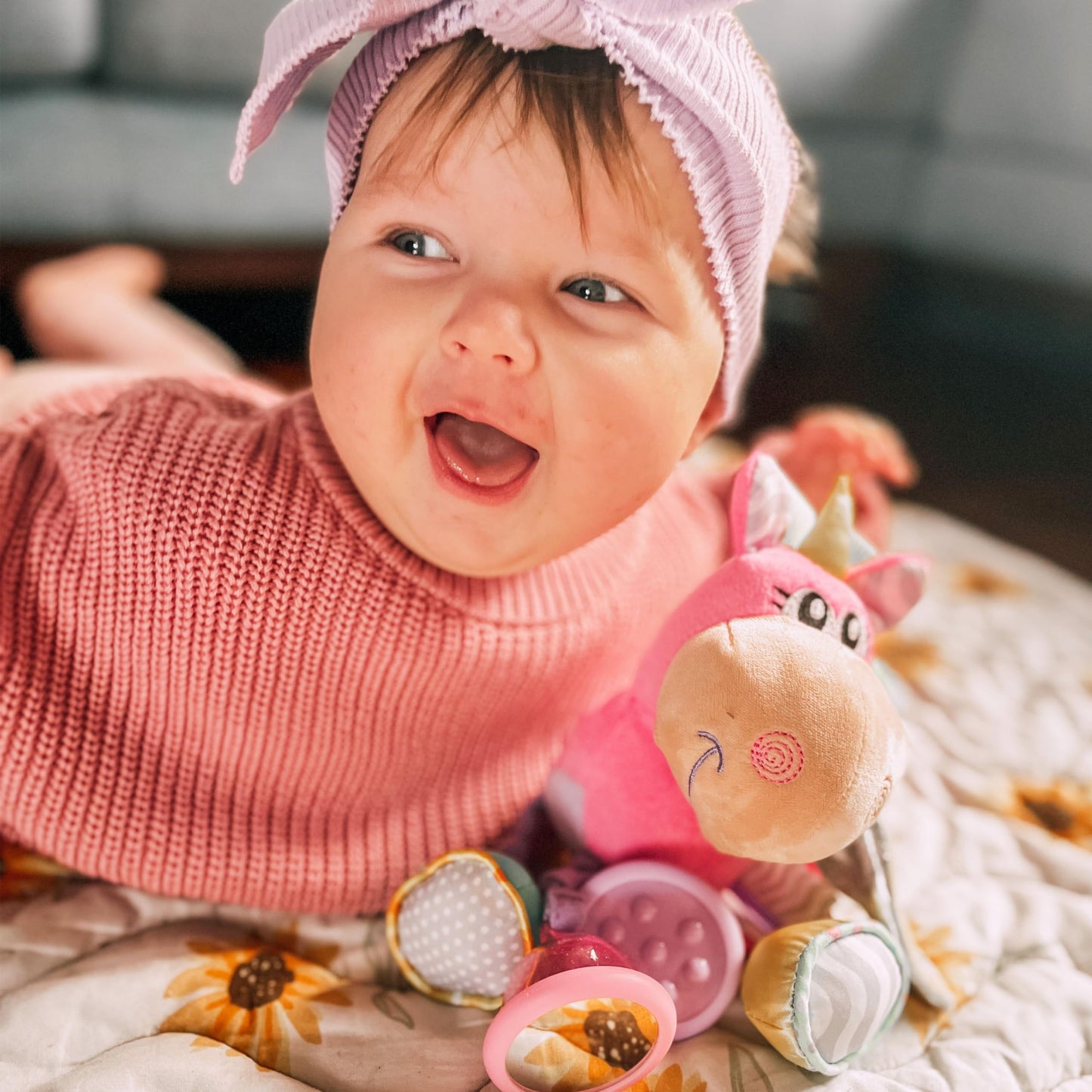 Playgro Unicorn Clip Clop Activity Rattle Pink - Nurturing Developmental Toy for 3+ Months - The Ultimate Fusion of Teething & Early Engagement - Baby's First Rattles with a Delightful Unicorn Design