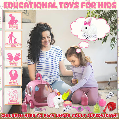 STAY GENT 21Pcs Little Live Pets Bunny Toys Interactive Plush Rabbit Robot Toy for Kids Toddlers with Sounds Hopping Wiggling Ears Accessories Easter Toys Xmas Birthday Gifts for Girls Boys 2 3 4 5 6