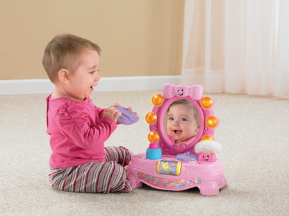 Fisher Price Laugh and Learn Magical Musical Mirror by Mattel showing a colorful kids' mirror with musical and learning features