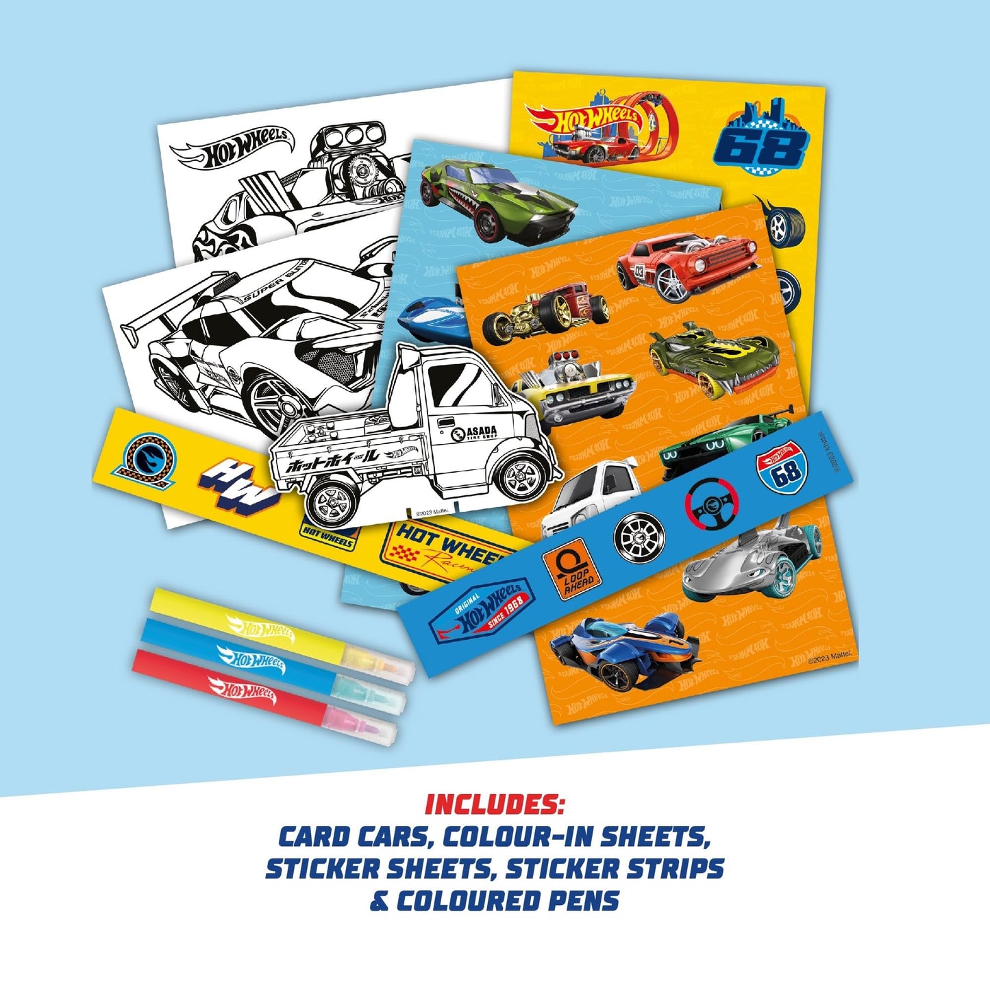 BLADEZ Hot Wheels Toyz craft activity set with stickers, coloring pens, mini card scene, perfect for kids' party bags