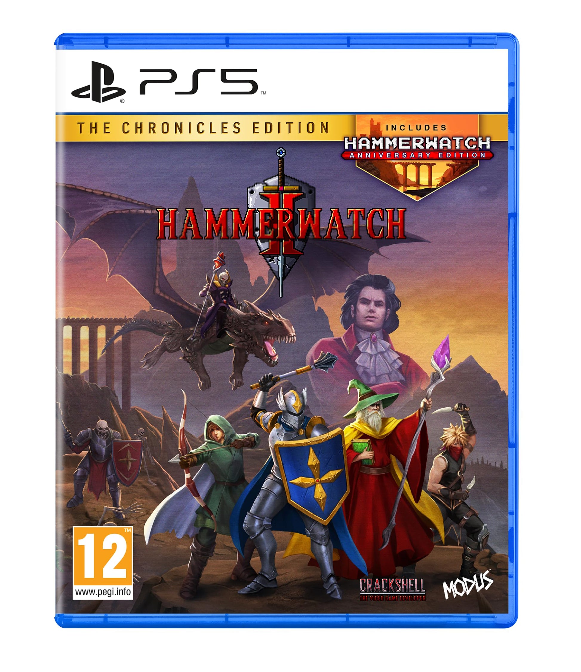Hammerwatch 2: Chronicles Edition for PS5 game case featuring fantasy artwork and game title by Modus.