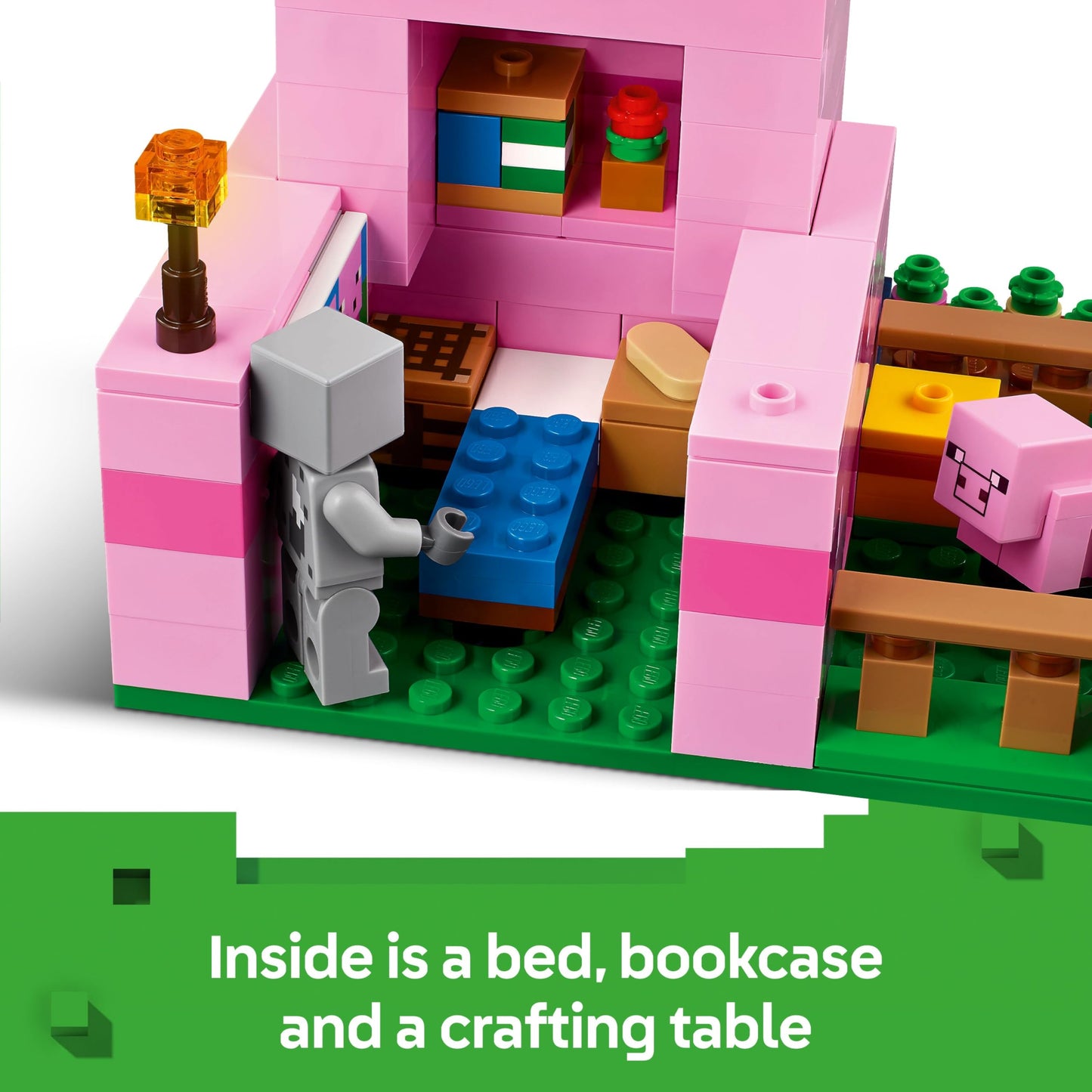LEGO Minecraft The Baby Pig House Toy - Building Set incl. a Hero Figure, Mobs, a Farm & Forest Biome - Gaming Gift for 7+ Year Old Girls & Boys - 21268