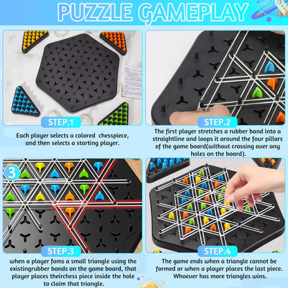 Kykae chess board game with playing pieces, rubber band game for kids and adults, ideal for family night multiplayer fun