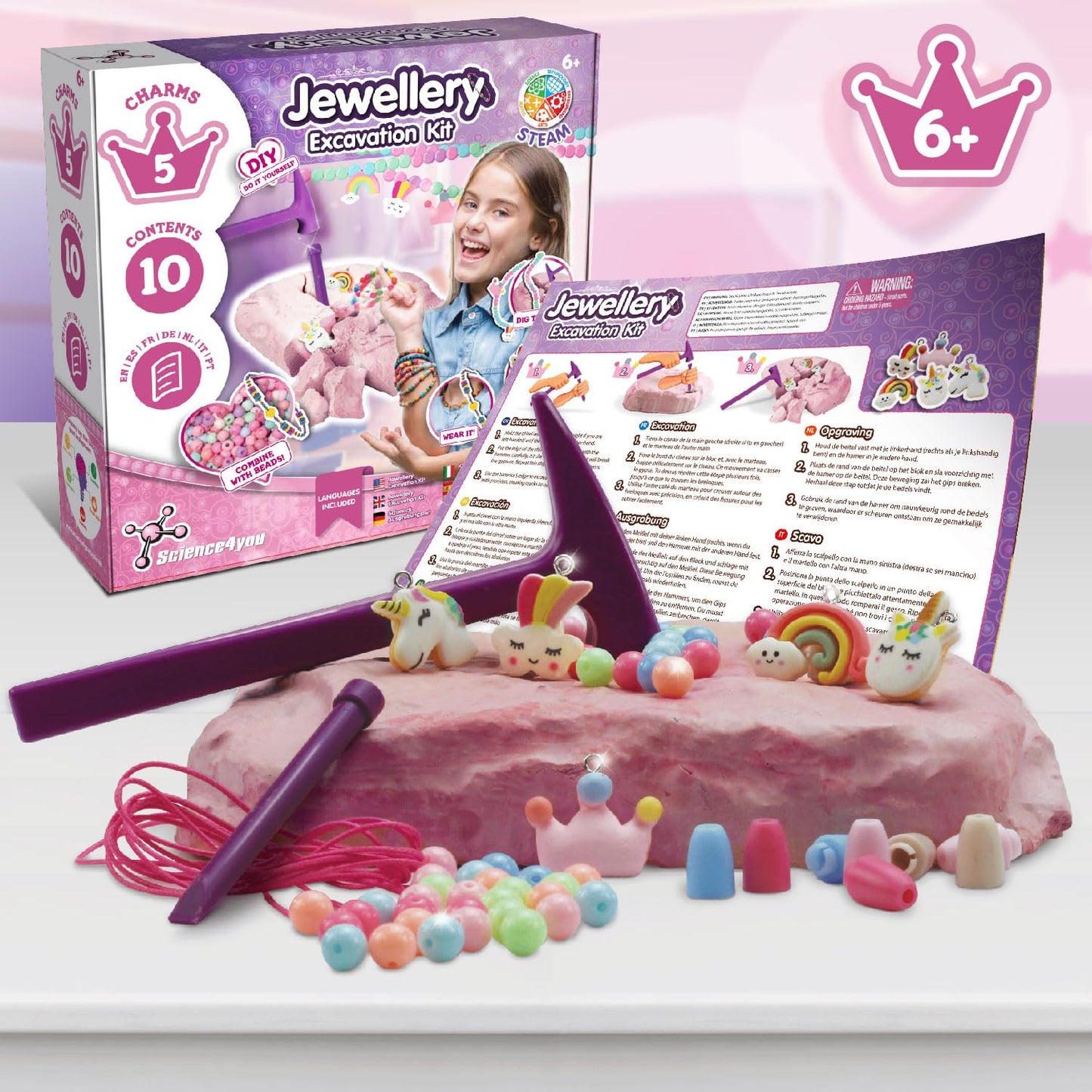 Science4you Jewellery Excavation Kit for Kids – Discover All the Incredible Beads, Arts and Crafts Kit to Make Your Own Friendship Bracelet, A Bead Bracelet Set Gift for Girls and Boys Age 6 7 8 9+