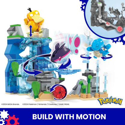 MEGA Pokémon Building Toys Set featuring aquatic adventure scene with 319 pieces and 2 poseable characters for kids.