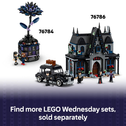 LEGO Wednesday Thing's Apartment set with Enid mini doll, Thing figure, and colorful accessories for imaginative play.