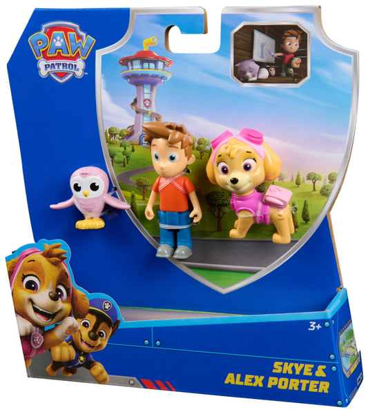 Paw Patrol Skye & Alex Porter Figure Pack with Lil Hootie Toy Figure, Kids Toys for Boys and Girls Ages 3 and Up